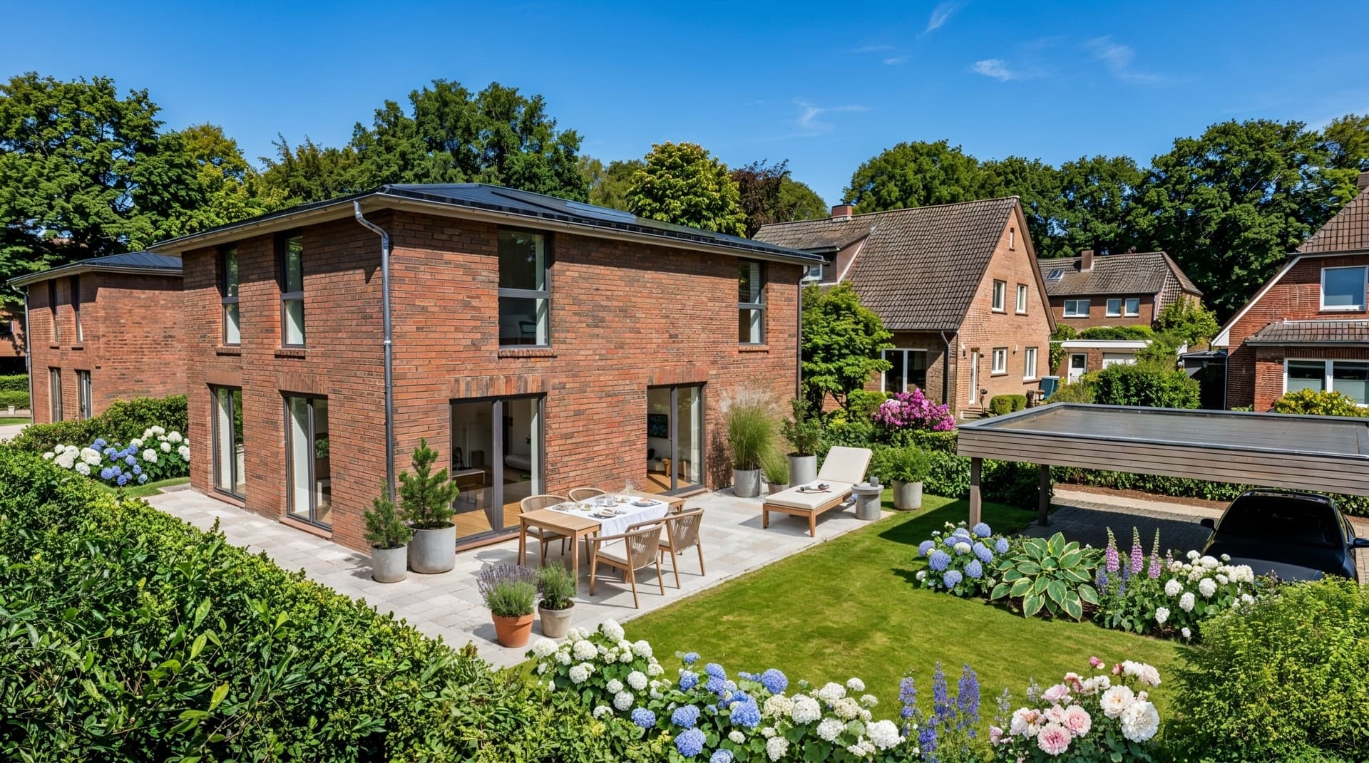 Gartenansicht der vorderen Teilfläche 1